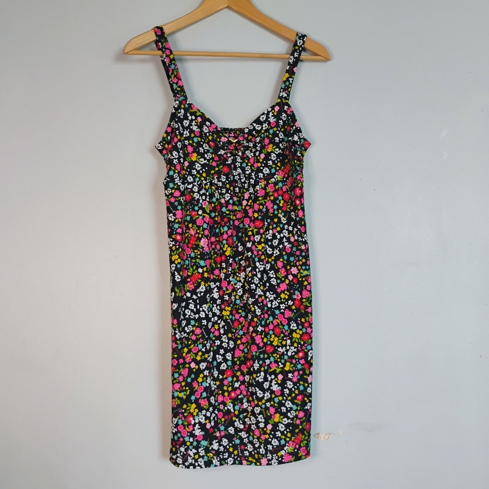 GUESS Pink Red Multicolor Spaghetti Strap Mini Sundress Coverup Resort Wear -M